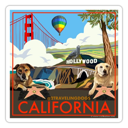 2 Traveling Dogs California - Sticker