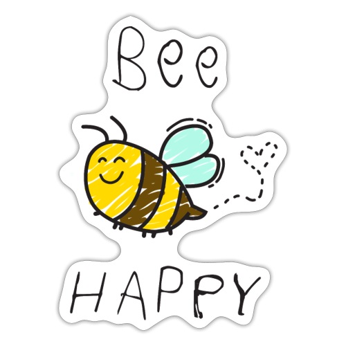 Bee Happy - Hand Sketch - Sticker