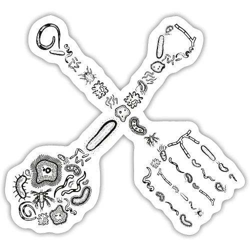 fork and shovel microbe farmer - Sticker