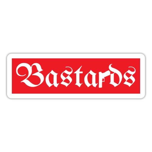 Bastards Gothic Letters Gun (Red Box Logo) - Sticker