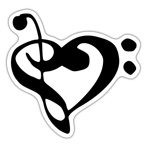 musical note with heart - Sticker