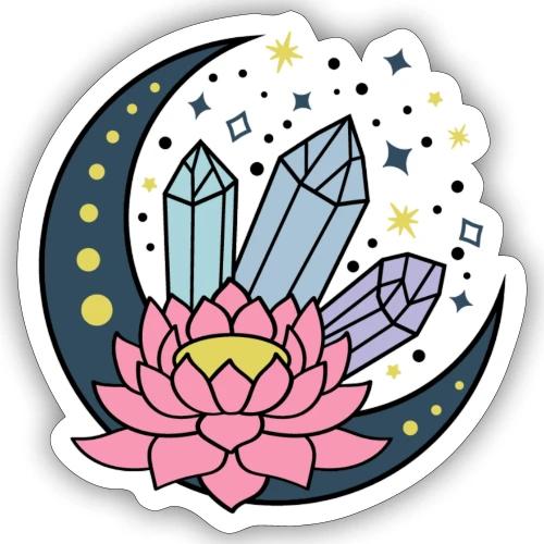 Half A Moon, Healing Crystals Lotus Flower - Sticker