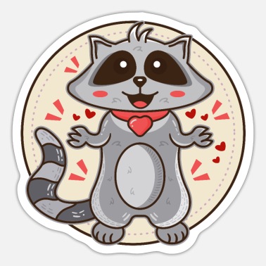 Digital illustration of a little raccoon buddy' Sticker