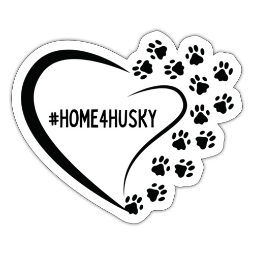 #home4husky design inside heart shape and dog paws - Sticker