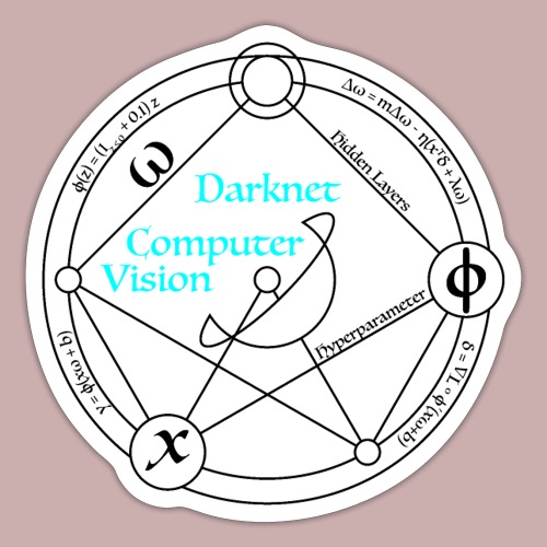 darknet computer vision black+cyan - Sticker