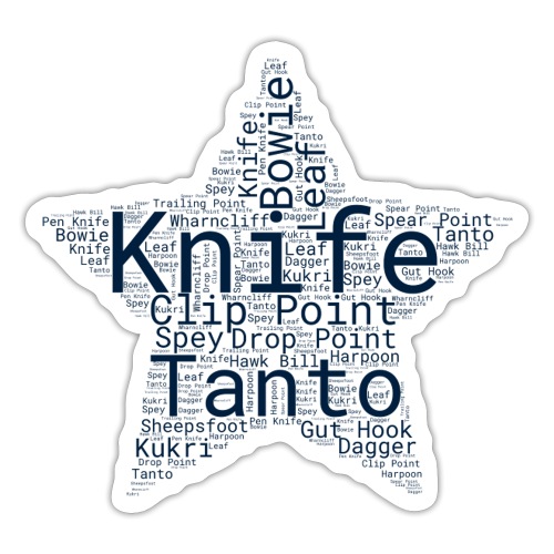 Knife Word Art Design in a Star - Sticker