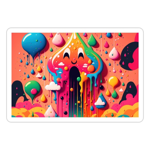 Psychedelic Paint Drip Rainbow Rain Clouds 1.2 - Sticker