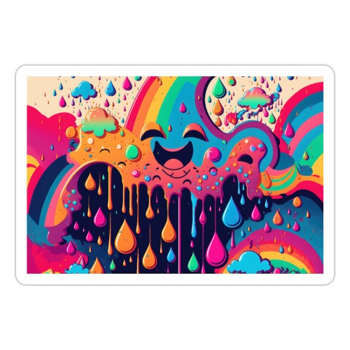 Psychedelic Paint Drip Rainbow Rain Clouds 1.3 - Sticker