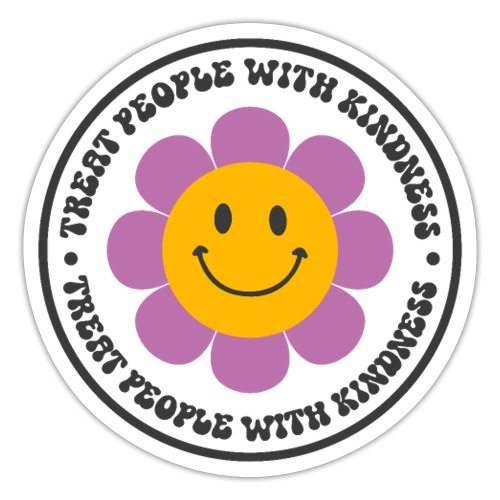 Treat People With Kindness Flower - Sticker