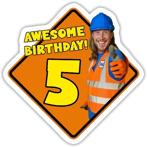 Handyman Hal Birthday Shirt - 5 Years Old - Sticker