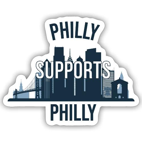 Philly Supports Philly skyline blue transparentbg - Sticker
