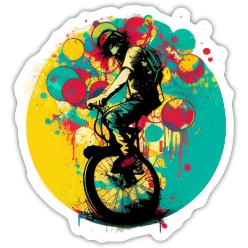 Guy on Unicycle Art. - Sticker