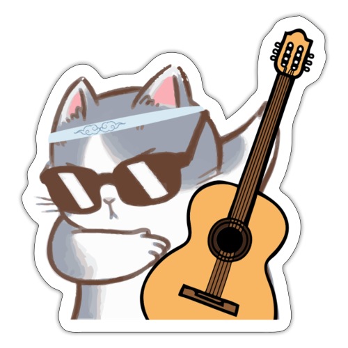 Cat Guitar T-Shirt - Sticker