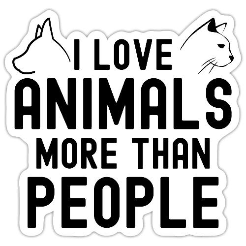 I Love Animals More Than People - Dog & Cat Heads - Sticker