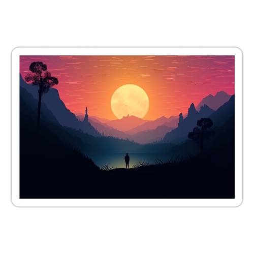 Sunset Adventure Mountain Landscape - Sticker