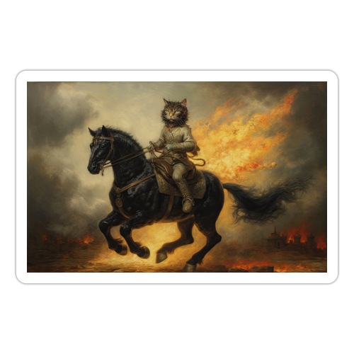 Mr Whiskers the Battle Cat Rides a War Horse - Sticker