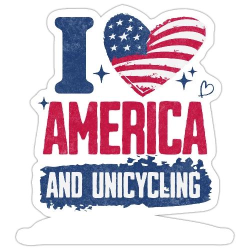 I Love America And Unicycling - Sticker