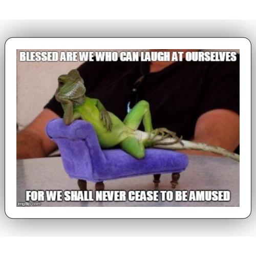 Lounge lizard laugh at ourselves meme - Sticker