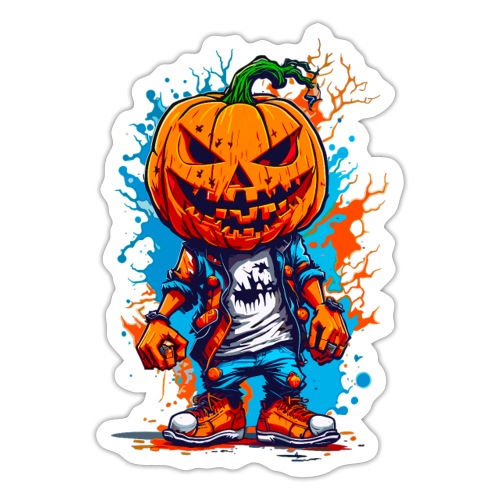 Elevate Halloween with Our Pumpkin Head T-Shirt! - Sticker