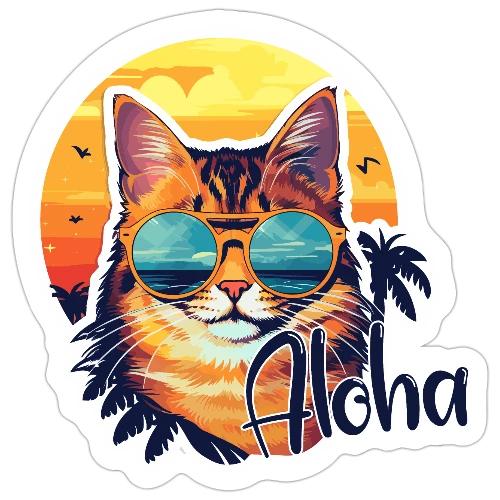 Funny Cat in Hawaiian Aloha Sunglasses - Sticker