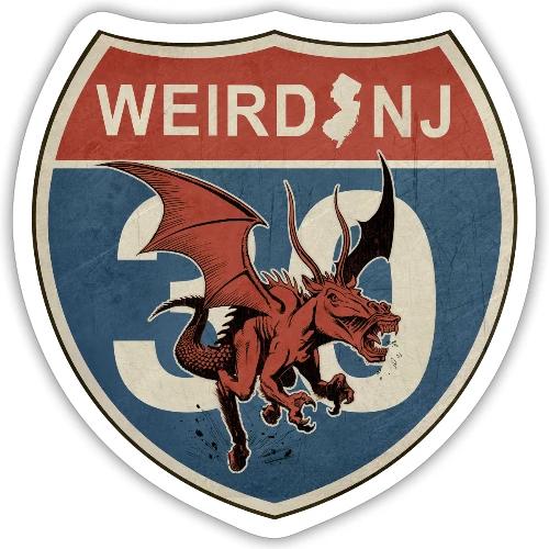 Weird NJ HIghway Shield - Sticker