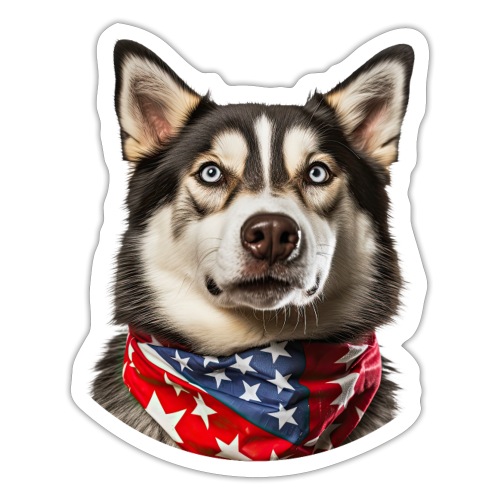 Siberian Husky with American Flag bandana - Sticker