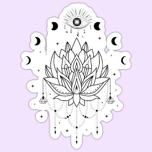 Third Eye Black Lotus Flower - Moon Cycle Design - Sticker