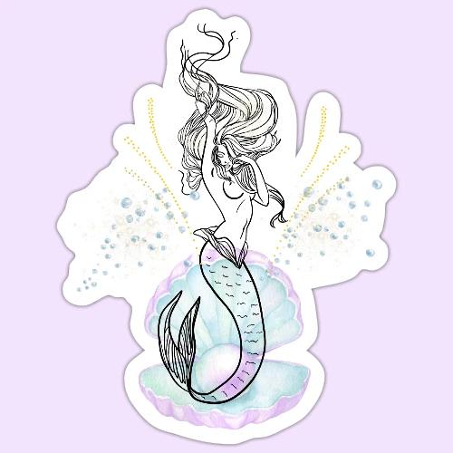 Mermaid Ocean Goddess In Shell - Fairytale Design - Sticker