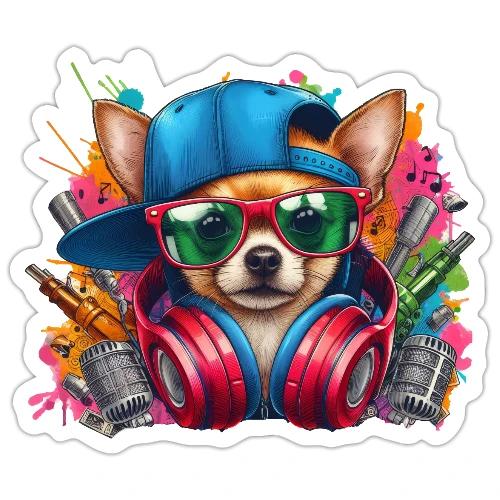 CHIHUAHUA WEARING SUNGLASSES - Sticker