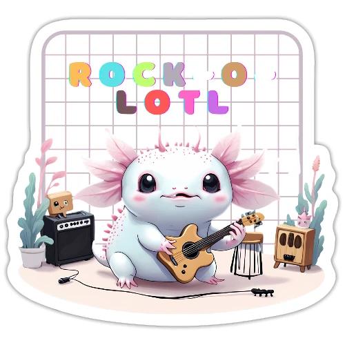 Cute Axolotl Musician: Musical Amphibian Creature - Sticker
