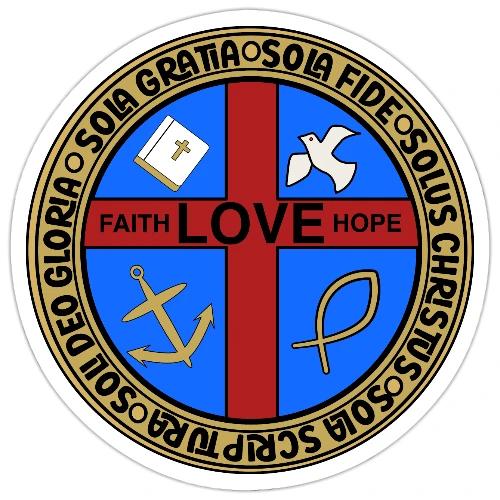 Five Solas Faith Hope Love Shirt–Christian Symbols - Sticker
