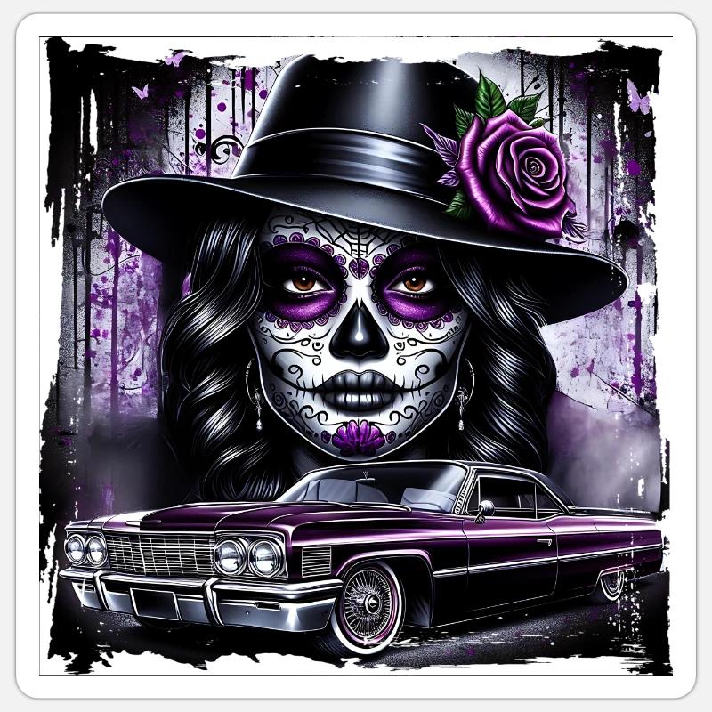 Lowrider Arte Sugar Skulls Modelo Mister Cartoon Dia De Los Muertos