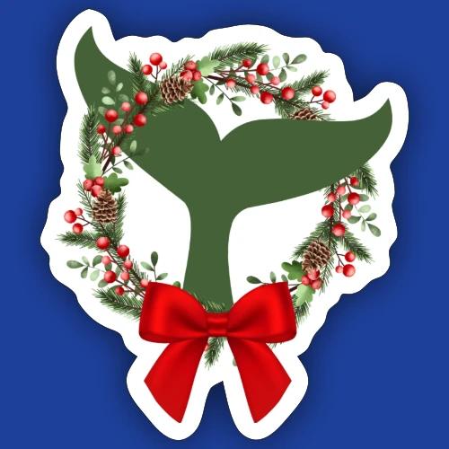 Holiday Whale Tail Wreath - Sticker