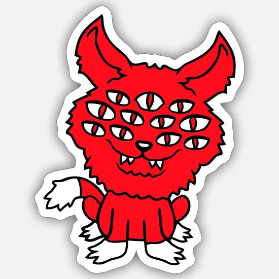 Evil Demon Cat By Purple Cartoon Demon Cat Print On Stock Vector