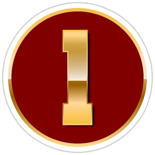 Number 1 in Gold Varsity Font - Sticker