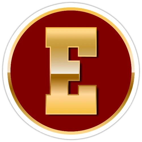 Letter E – Capital Varsity Alphabet Monogram - Sticker