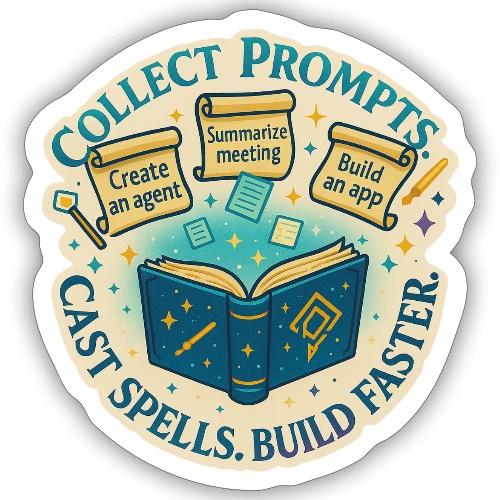 Collect Prompts Spell Book - Sticker