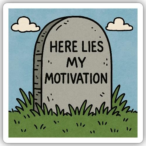 Motivations Cartoon Tombstone - Sticker
