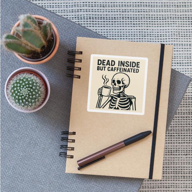Skeleton Sipping Coffee