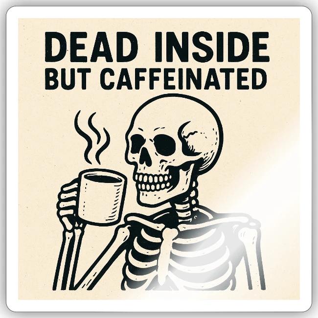 Skeleton Sipping Coffee