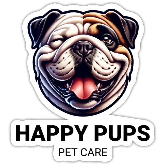Happy Pups Pet Care - Bulldog Mascot Design
