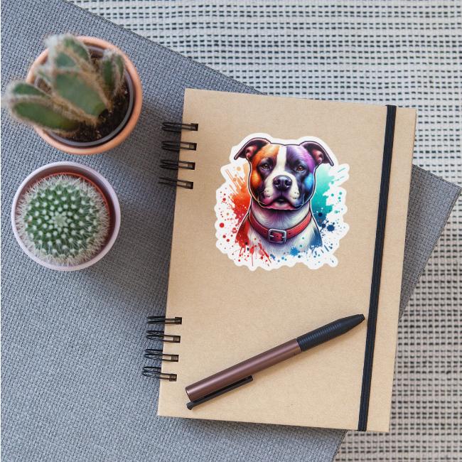 American Staffordshire Terrier Watercolor Portrait