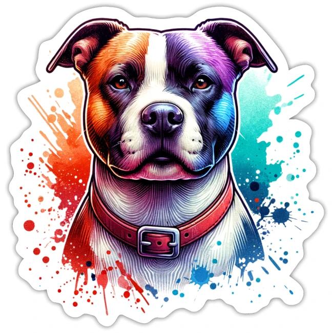 American Staffordshire Terrier Watercolor Portrait