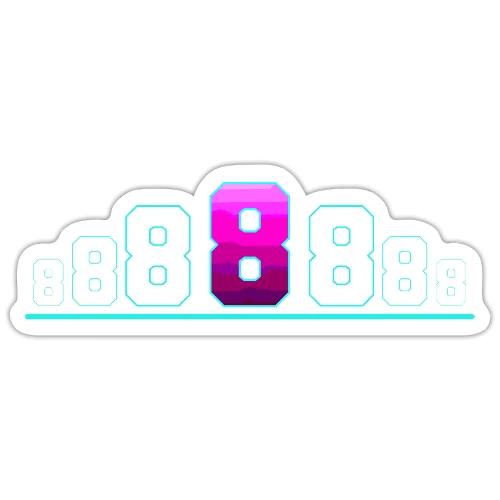 Number 8 in Magenta: Varsity Font - Sticker