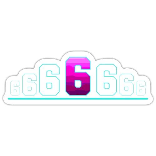 Number 6 in Magenta: Varsity Font - Sticker
