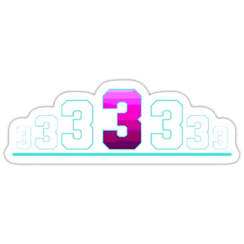 Number 3 in Magenta: Varsity Font - Sticker