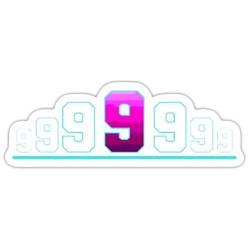 Number 9 in Magenta: Varsity Font - Sticker