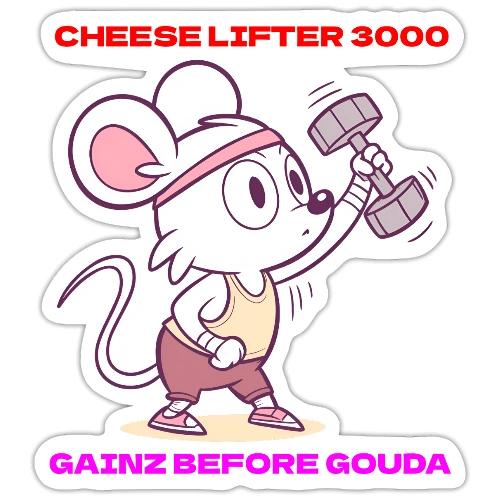 Cheese Lifter 3000 | Funny Gym Rat Mouse tshirt - Sticker