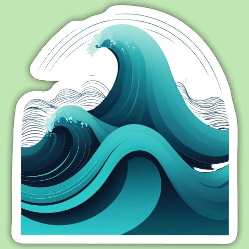 Dynamic Ocean Wave Illustration - Sticker
