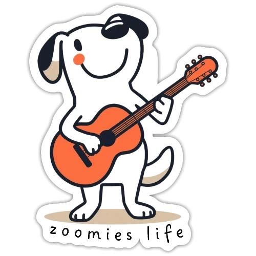 Guitar Playing Doggy - Sticker